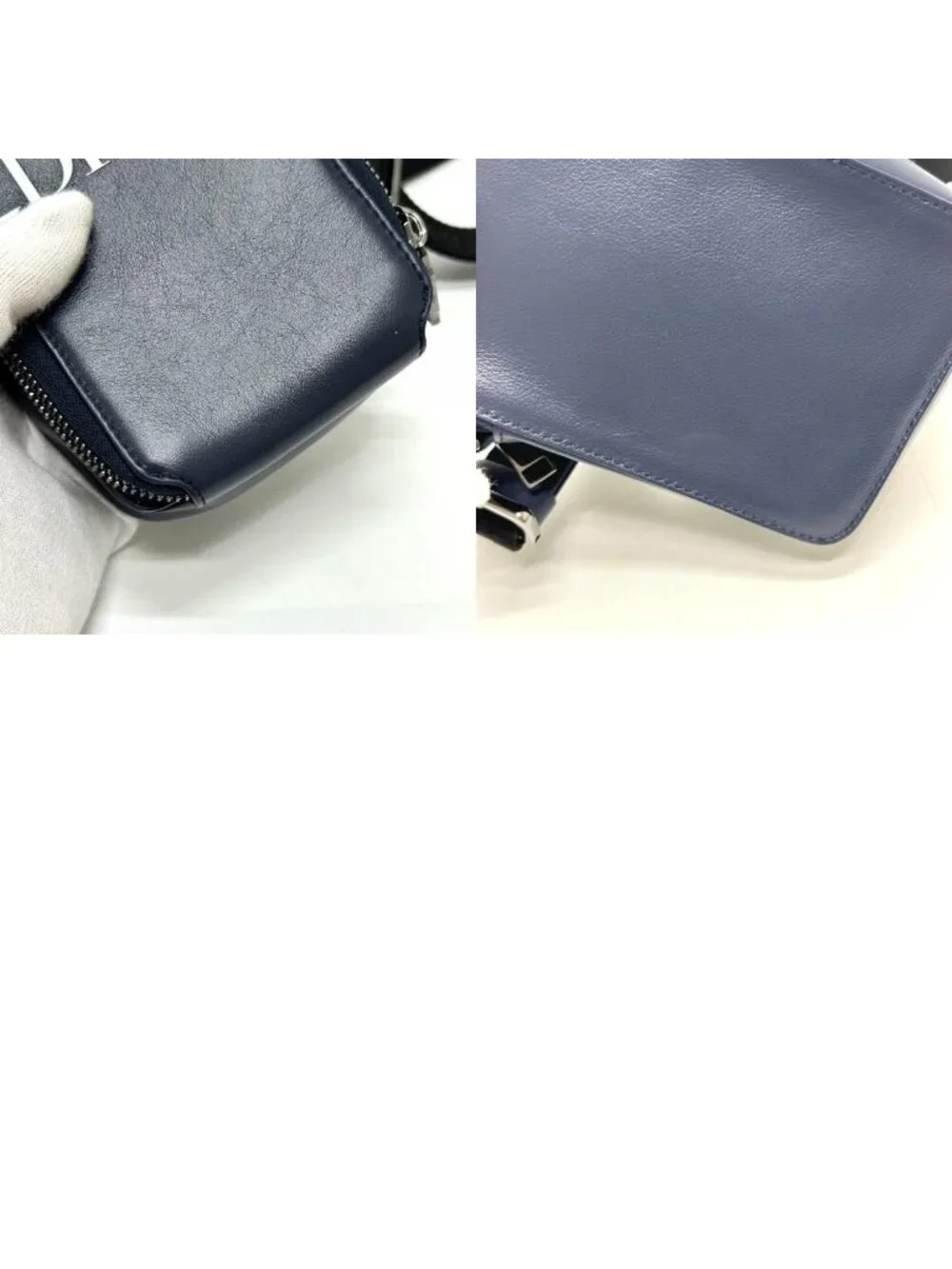 Dior Shoulder Bag Logo Leather Blue